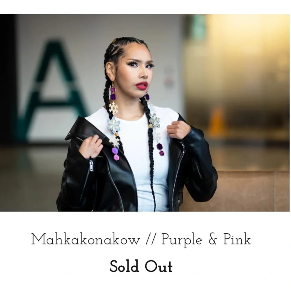 Indi City MAHKAKONAKOW Purple and Pink holiday statement earrings - Picture 3 of 17